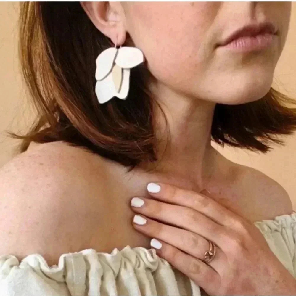 Dear Survivor Upcycled Leather Magnolia Earrings